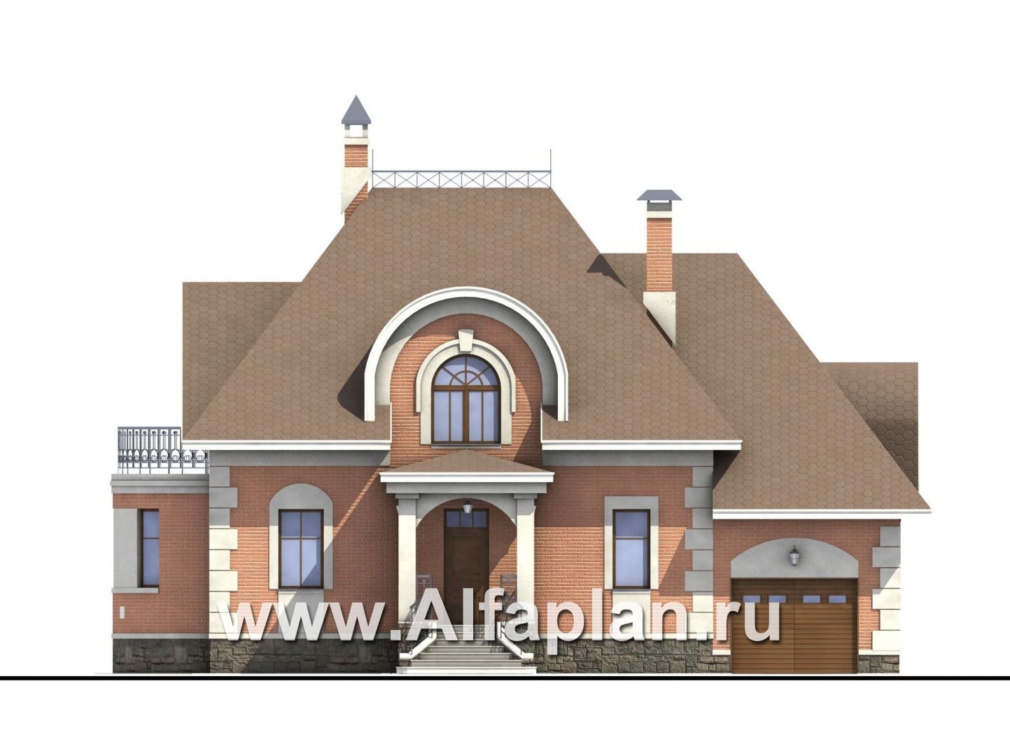 Проекты домов Альфаплан - «Эвита» - респектабельный дом с гаражом - изображение фасада №1