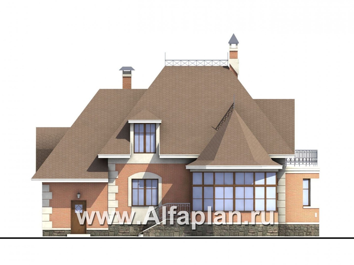 Проекты домов Альфаплан - «Эвита» - респектабельный дом с гаражом - изображение фасада №4