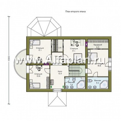 Проекты домов Альфаплан - «Эвита» - респектабельный дом с гаражом - превью плана проекта №2