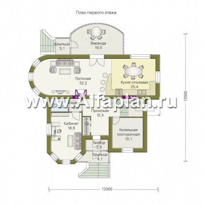 Проекты домов Альфаплан - «Амбиент» - загородный дом с эркером - превью плана проекта №1