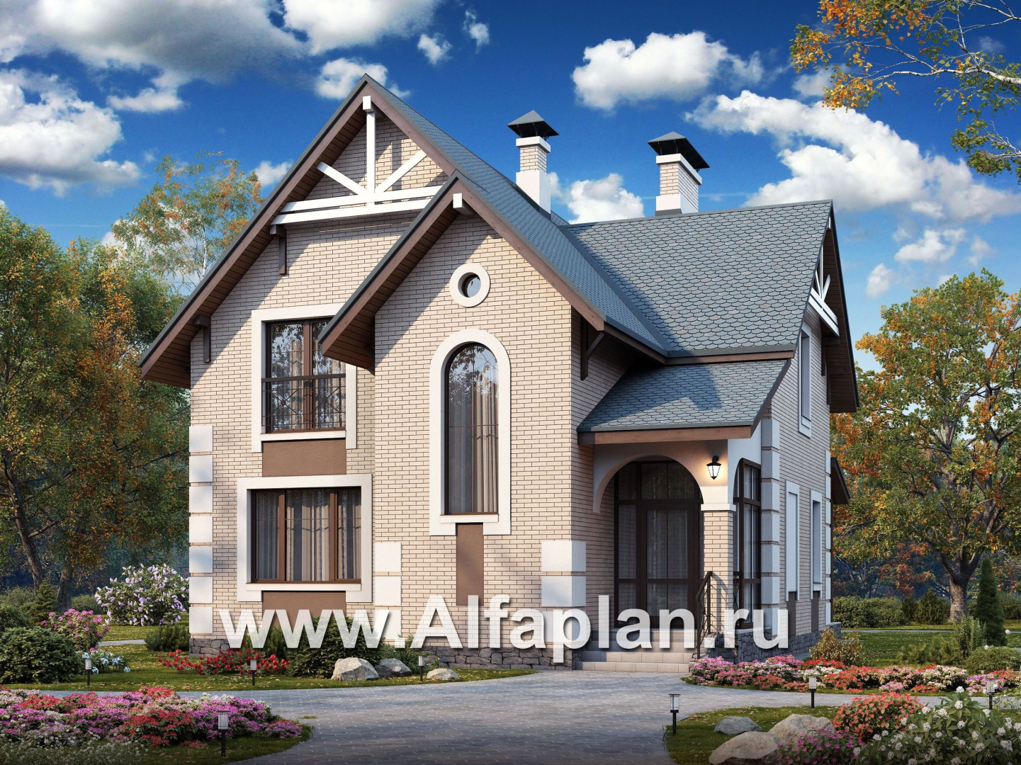 Проекты домов Альфаплан - «Приоритет»-  элегантный коттедж , удобный план дома - дополнительное изображение №1