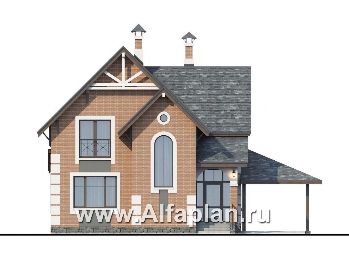 Проекты домов Альфаплан - «Приоритет»-  элегантный коттедж , удобный план дома - изображение фасада №1