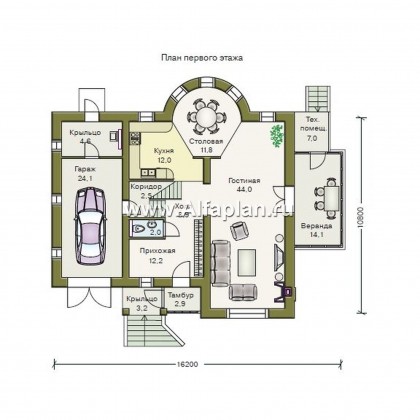 Проекты домов Альфаплан - «Суперстилиса» - удобный дом с рациональной планировкой - превью плана проекта №1