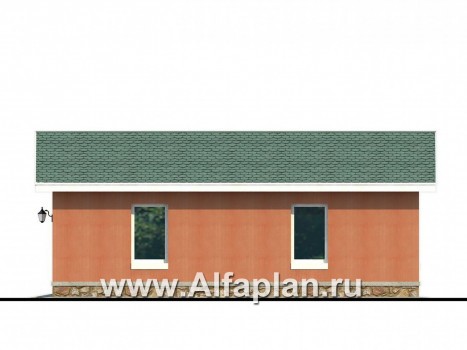 Проекты домов Альфаплан - Закрытый гараж и навес для авто - превью фасада №2