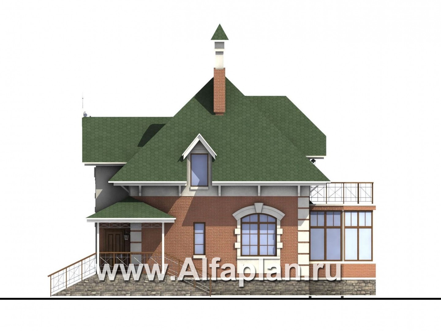 «Шале Малек» -  проект дома с мансардой, с террасой, в английском стиле - фасад дома