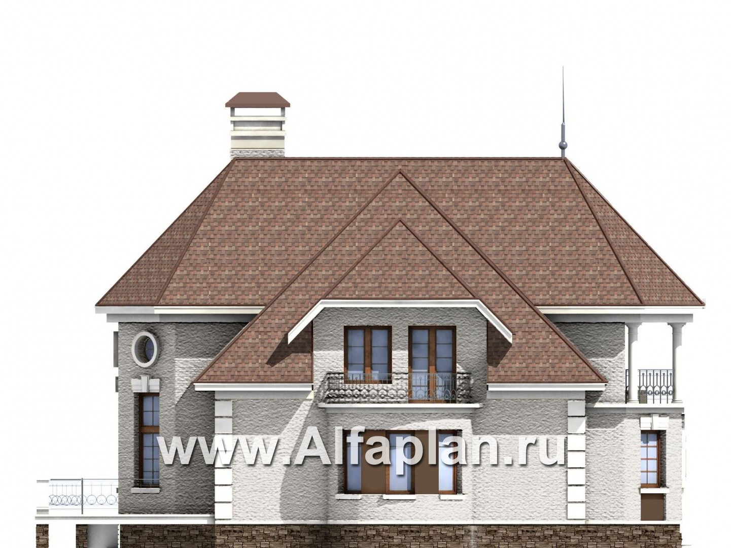 Проекты домов Альфаплан - «Белта» -  двухэтажный коттедж в романтическом стиле - изображение фасада №3