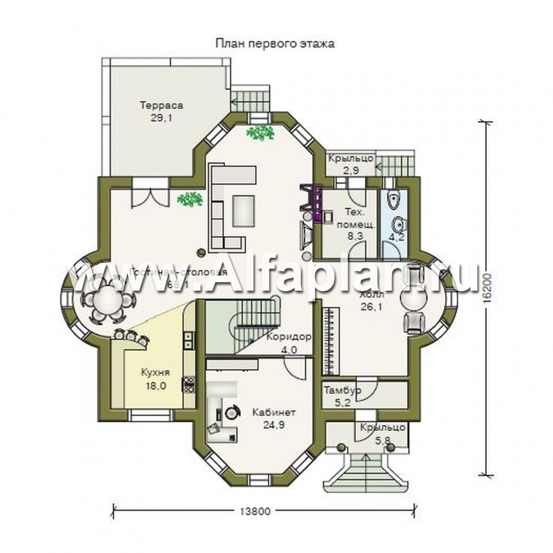 Проекты домов Альфаплан - «Белта» -  двухэтажный коттедж в романтическом стиле - план проекта №1