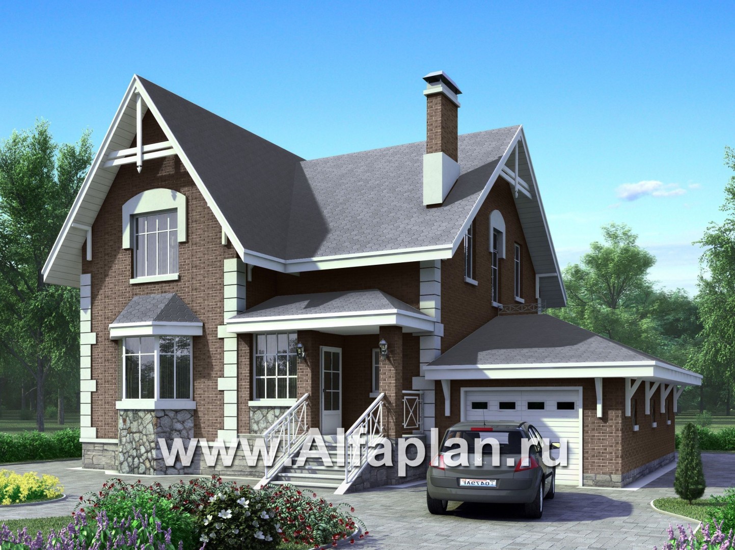 Проекты домов Альфаплан - «Ретростилиса» - рациональный дом с гаражом - дополнительное изображение №1