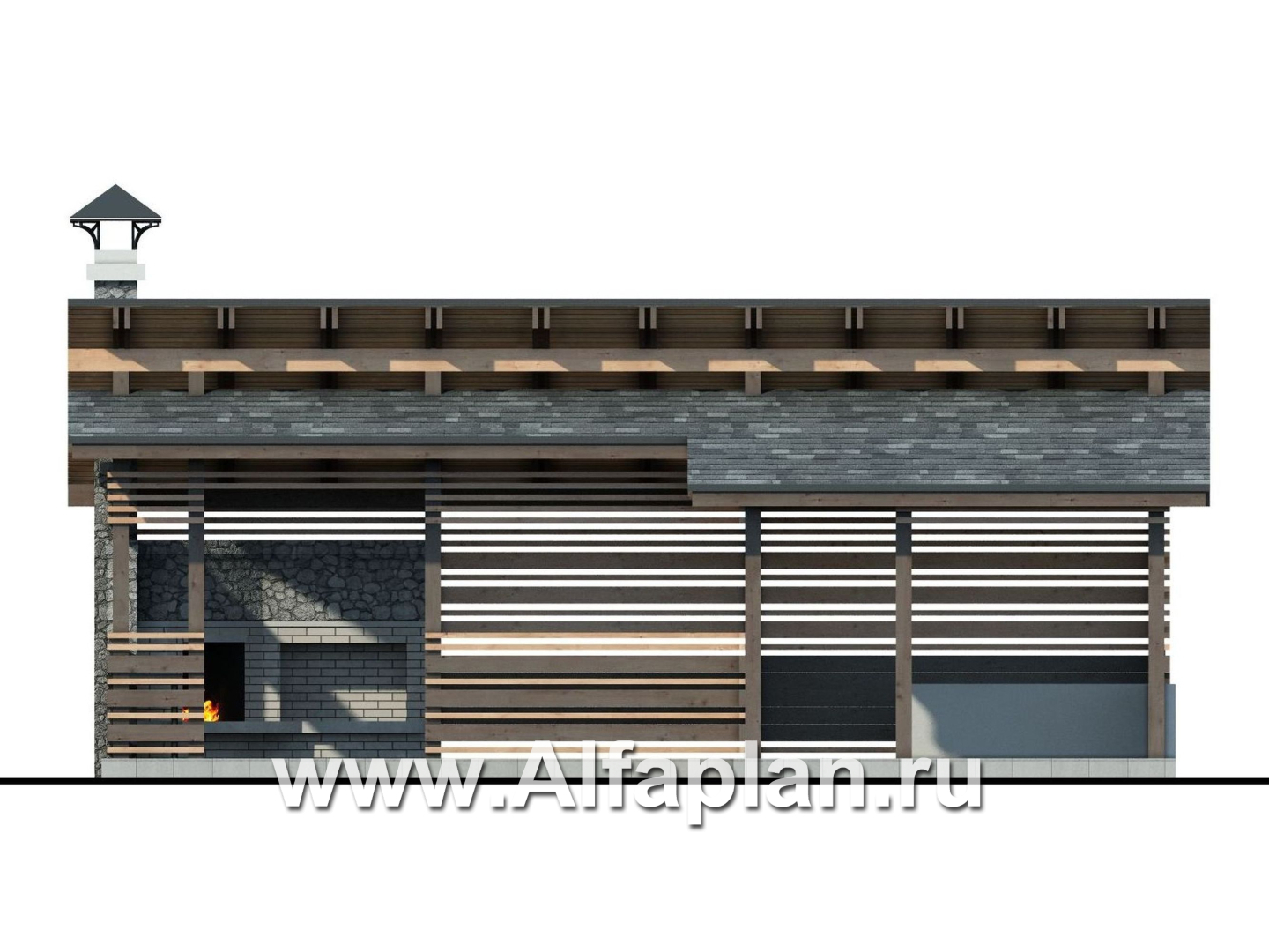 Проекты домов Альфаплан - Летняя кухня, современная элегантная беседка - изображение фасада №1