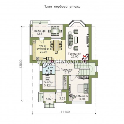 Проекты домов Альфаплан - «Белоостров»-  коттедж с удобной планировкой - превью плана проекта №1