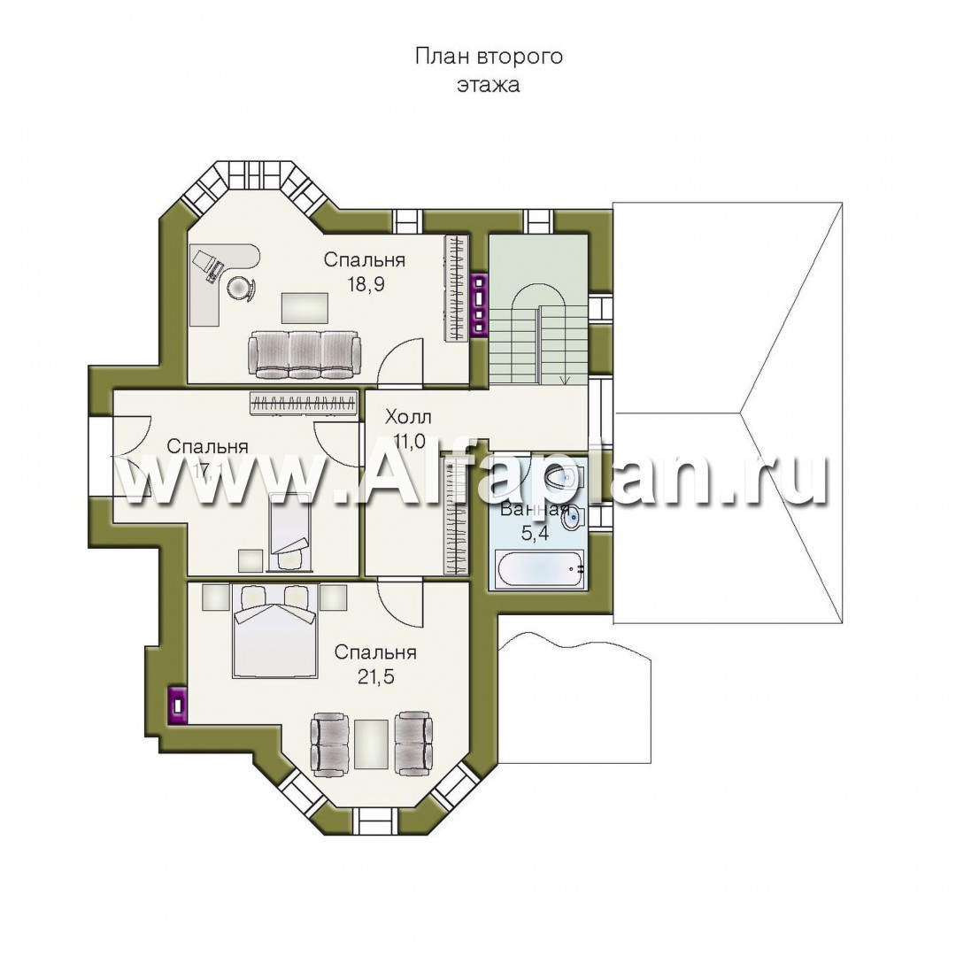Проекты домов Альфаплан - «Фортуна» - небольшой загородный дом - изображение плана проекта №2