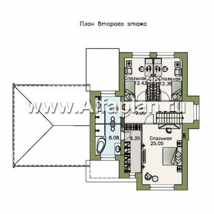 Проекты домов Альфаплан - «Потемкин» - элегантный коттедж с навесом для машин - превью плана проекта №2