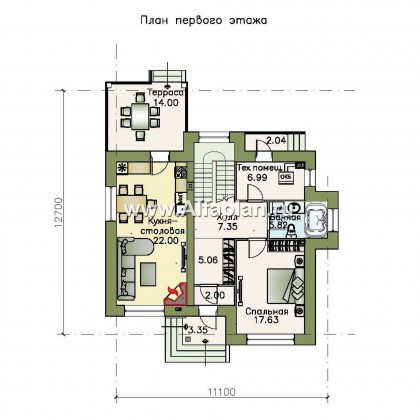 Проекты домов Альфаплан - Кирпичный дом «Прагма» для небольшой семьи - превью плана проекта №1