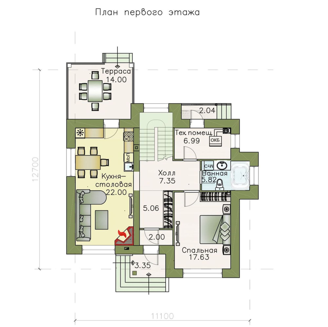 Проекты домов Альфаплан - Современный кирпичный дом «Прагма» - изображение плана проекта №1