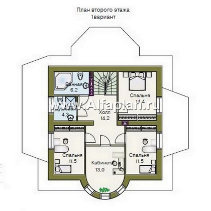 Проекты домов Альфаплан - «Петит» - проект дома с полукруглым эркером - превью плана проекта №2