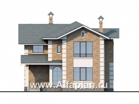 Проекты домов Альфаплан - «Потемкин» - элегантный двуxэтажный коттедж - превью фасада №1