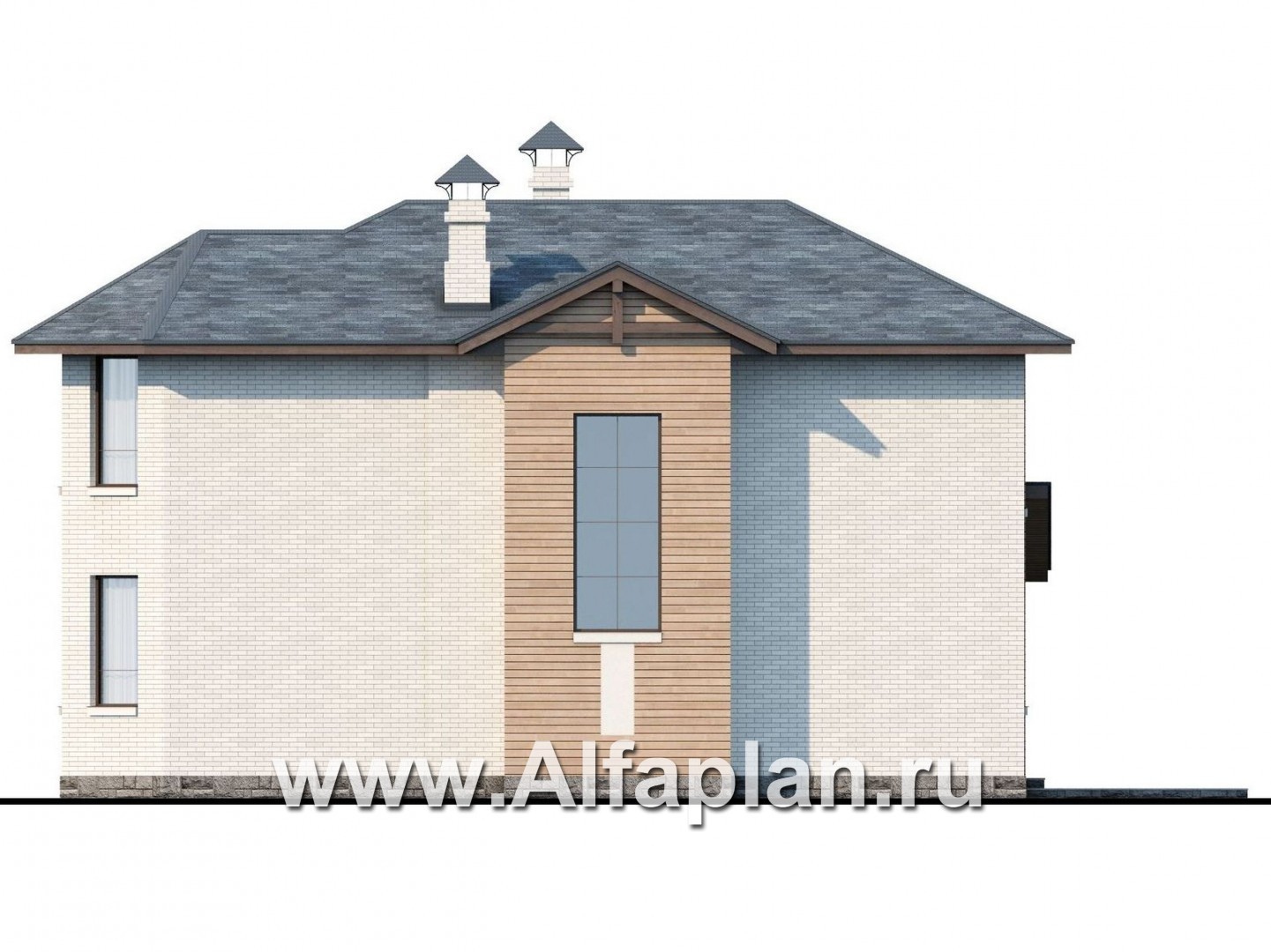 Проекты домов Альфаплан - «Безоблачный край» - двуxэтажный коттедж с эркером - изображение фасада №2