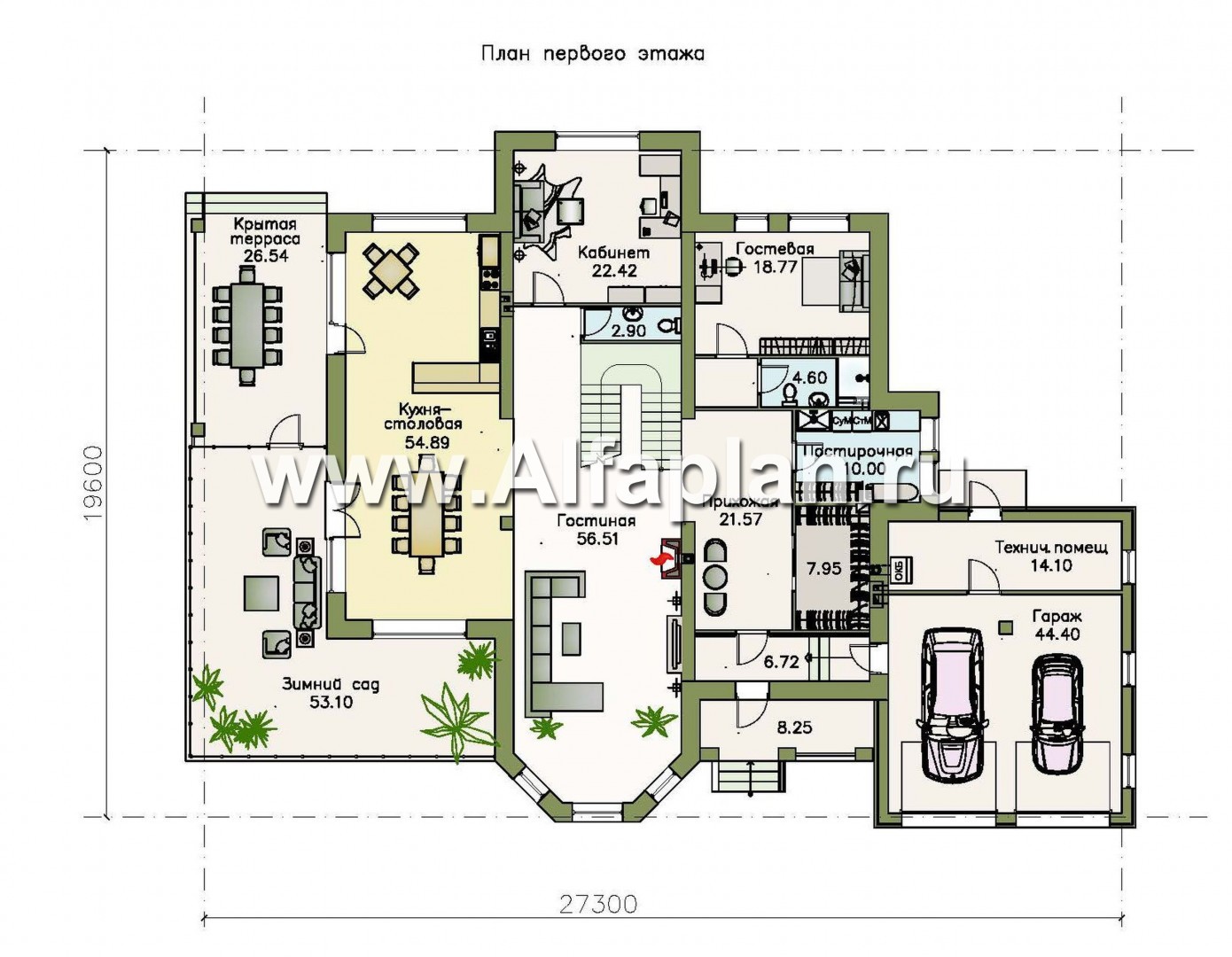 Проекты домов Альфаплан - «Пятьсот квадратов»-комфортабельный загородный особняк бизнес класса - план проекта №1