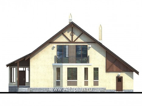 Проекты домов Альфаплан - «Грюсгот» - проект  коттеджа с гаражом и верандой - превью фасада №4
