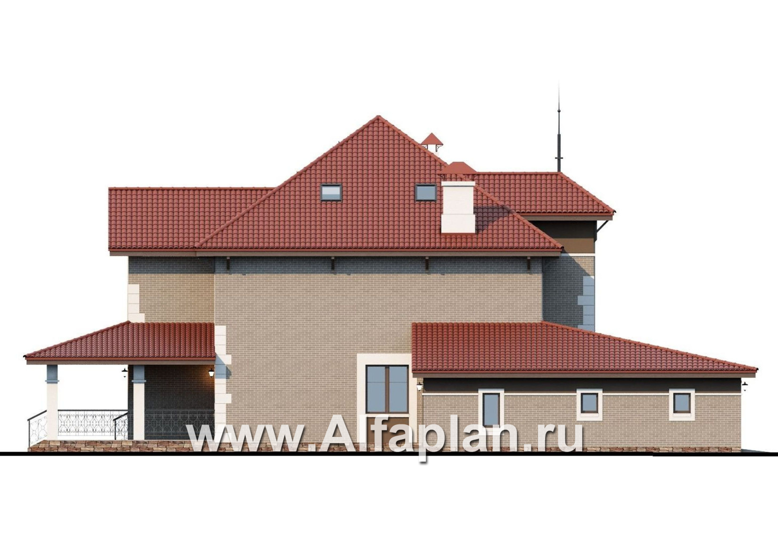 Проекты домов Альфаплан - «Демидов» - респектабельный особняк, в котором есть ВСЕ.... - изображение фасада №3