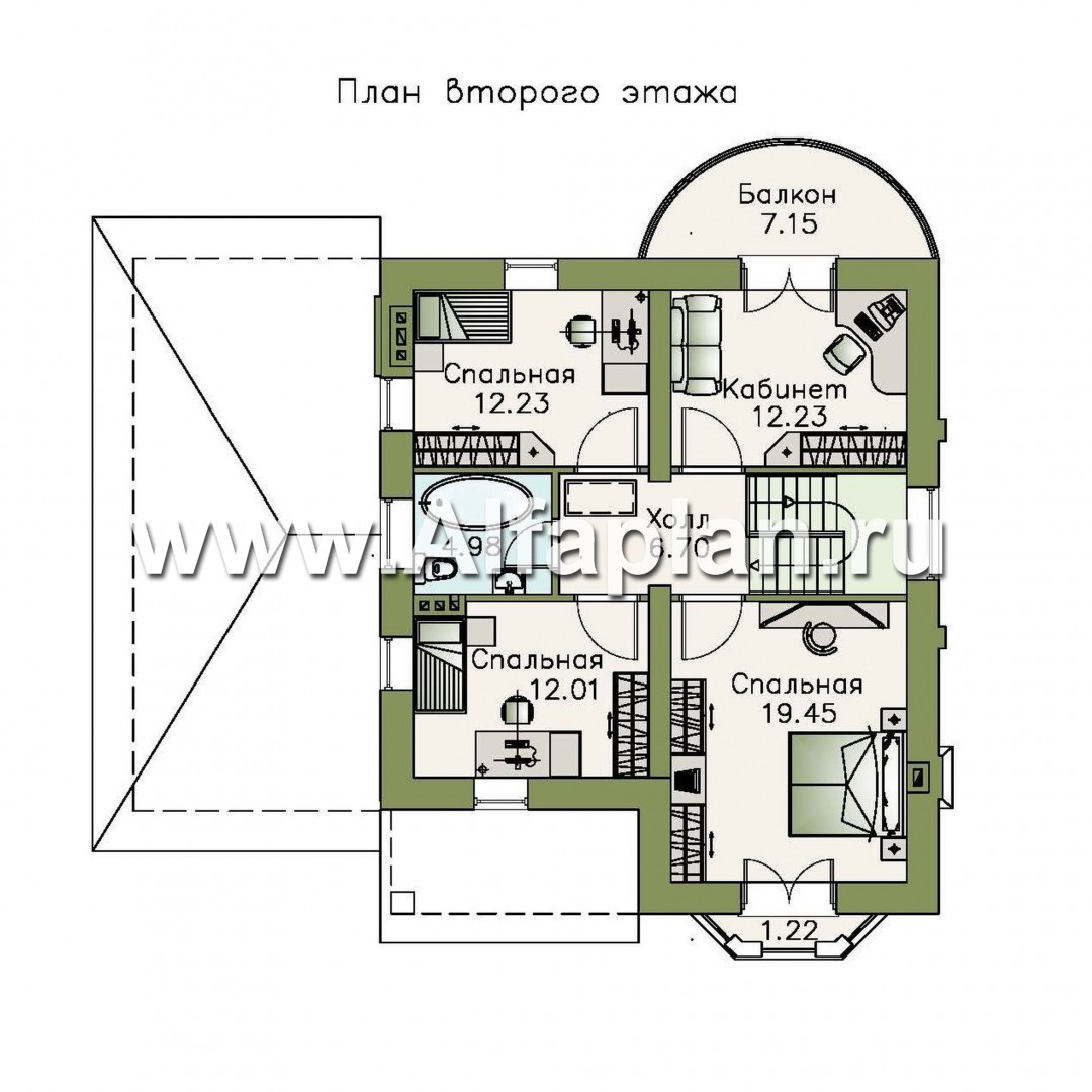 Проекты домов Альфаплан - «Стелла» - компактный дом с гаражом для маленького участка - план проекта №2