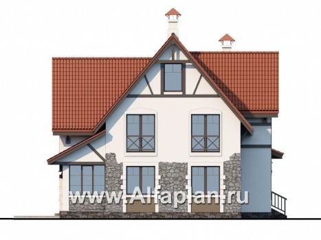 Проекты домов Альфаплан - «Госпожа Буонасье» - компактный коттедж с жилой мансардой - превью фасада №3