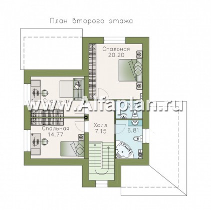 Проекты домов Альфаплан - «Госпожа Буонасье» - компактный коттедж с жилой мансардой - превью плана проекта №2