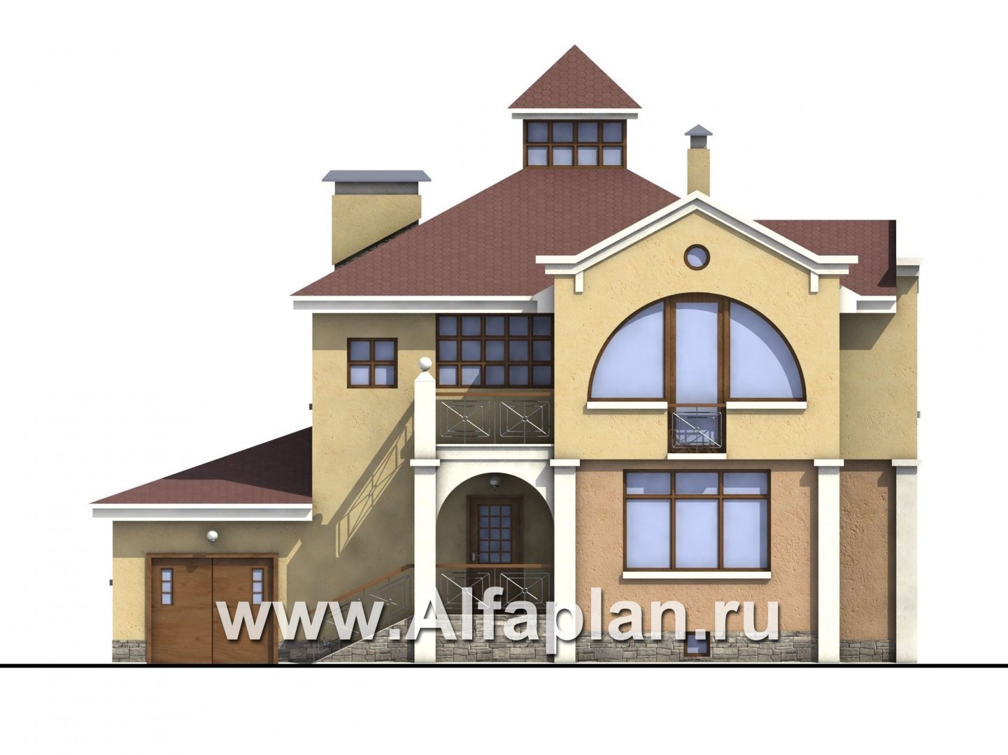 Проекты домов Альфаплан - «Принцесса на горошине»  - представительный трехэтажный особняк - изображение фасада №1