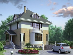 Проекты домов Альфаплан - «Дом светлячка» - трехэтажный дом с мансардой - превью основного изображения