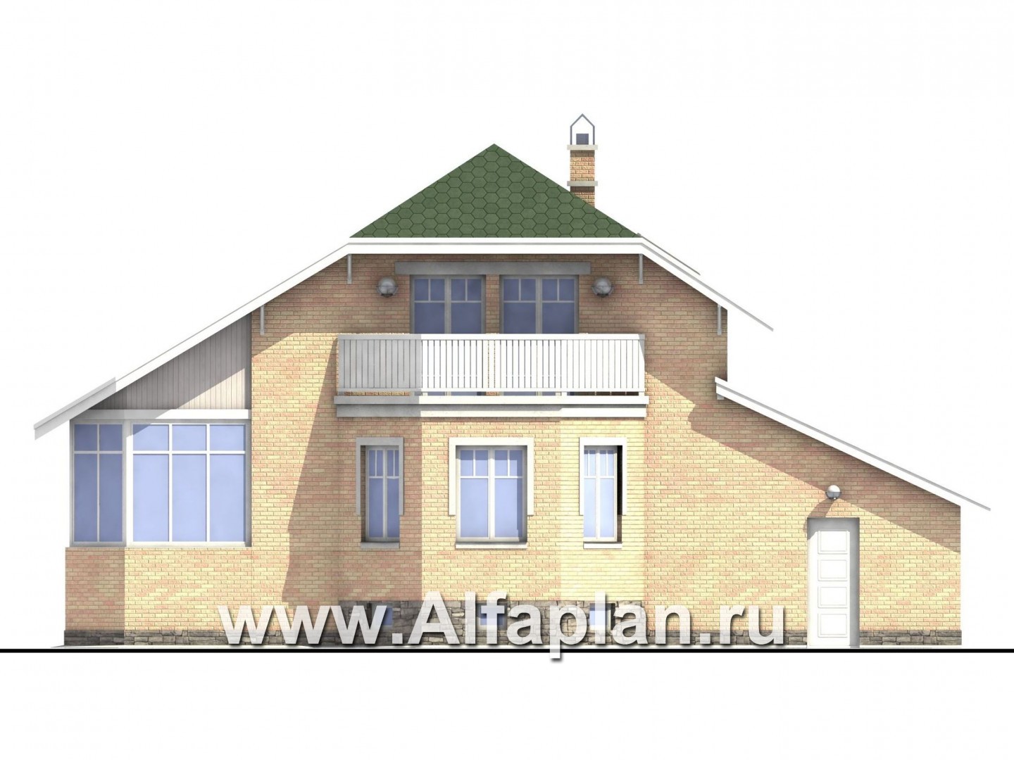 Проекты домов Альфаплан - «Стиль»  - экономичный коттедж с подвалом - изображение фасада №4