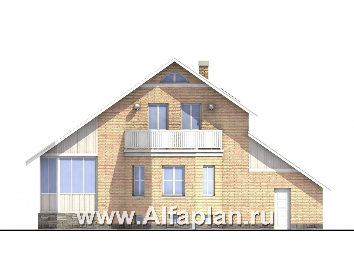 Проекты домов Альфаплан - «Конформ»  - загородный дом с гаражом и верандой - изображение фасада №4