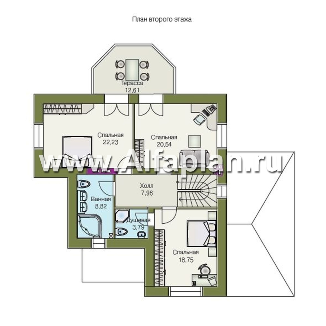 Проекты домов Альфаплан - «Приорат» - элегантный проект коттеджа - план проекта №2
