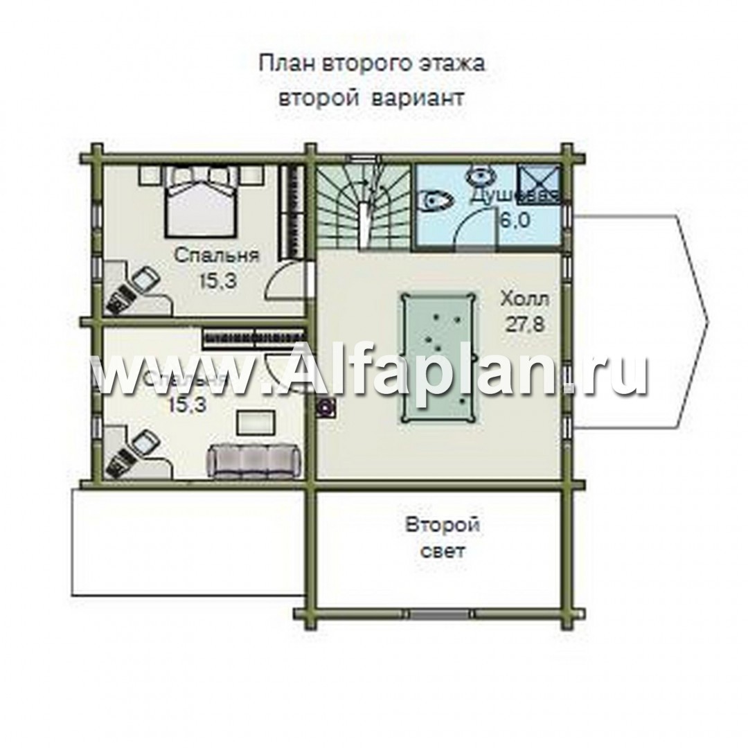 Проекты домов Альфаплан - «Усадьба» - деревянный  дом с высоким цоколем - план проекта №4