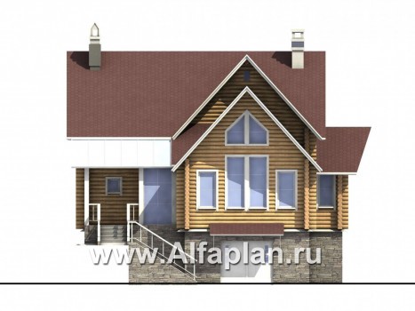 Проекты домов Альфаплан - «Усадьба» - деревянный  дом с высоким цоколем - превью фасада №1