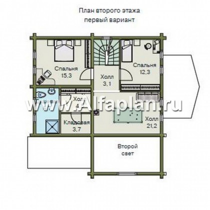 Проекты домов Альфаплан - «Усадьба» - деревянный  дом с высоким цоколем - превью плана проекта №3