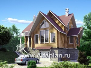 Проекты домов Альфаплан - «Усадьба» - деревянный  дом с высоким цоколем - превью основного изображения