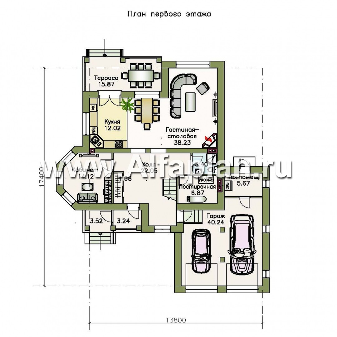 Проекты домов Альфаплан - «Маленький принц»- комфортабельный двухэтажный дом с террасой над гаражом - план проекта №1