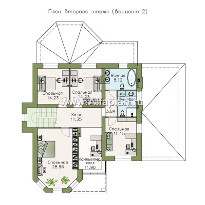 Проекты домов Альфаплан - «Clever» - классический коттедж с гаражом и террасой - превью плана проекта №3