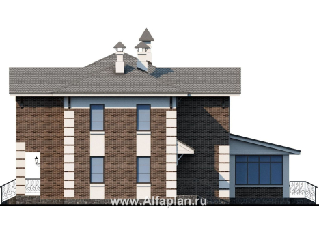 Проекты домов Альфаплан - «Вернисаж»- проект элегантного коттеджа с просторной верандой - превью фасада №2