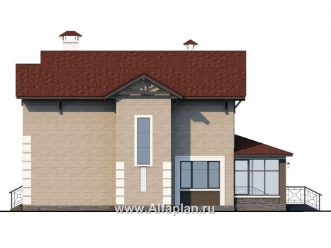 «Традиция» - проект двухэтажного дома, планировка с кабинетом на 1 эт, с террасой - превью фасада дома