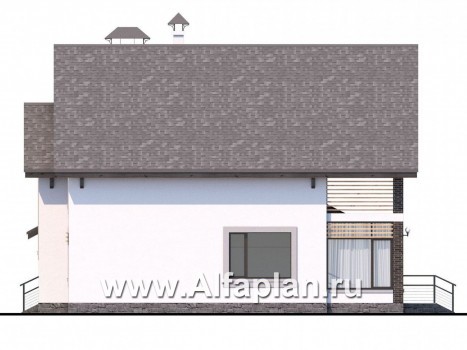 Проекты домов Альфаплан - «Арматор»- современный дом с террасой, лоджией и навесом для авто. - превью фасада №3