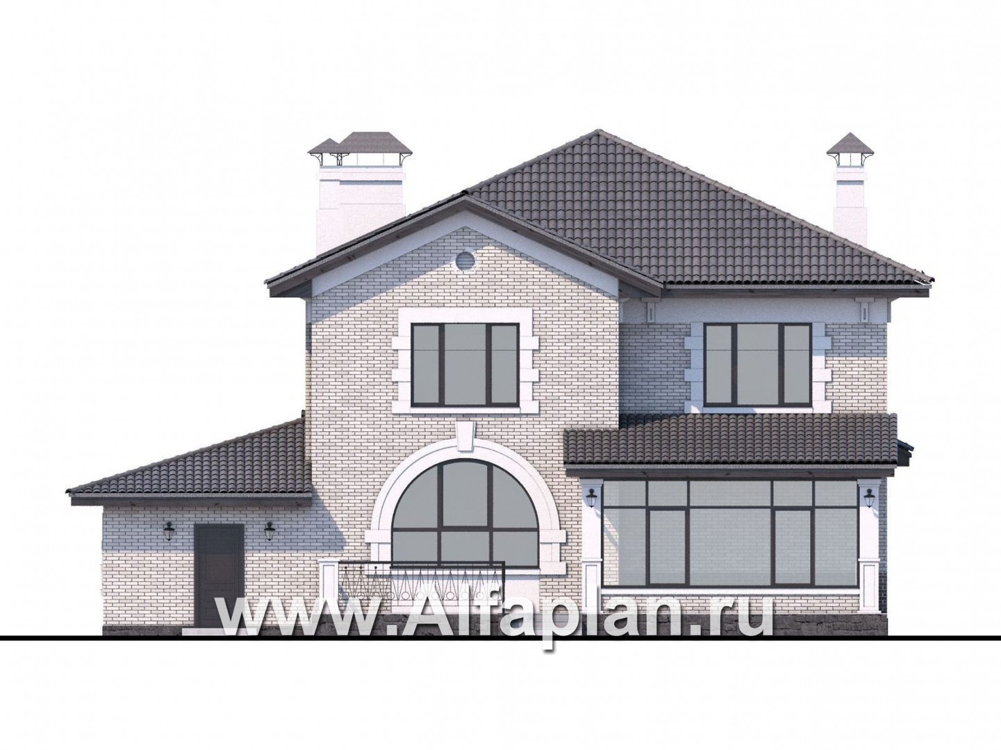 Проекты домов Альфаплан - «Амадей» - изысканный комфортный коттедж с гаражом - изображение фасада №3