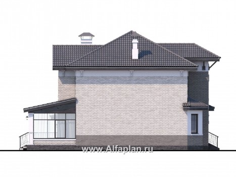 Проекты домов Альфаплан - «Амадей» - изысканный комфортный коттедж с гаражом - превью фасада №4