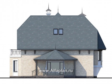 Проекты домов Альфаплан - «Вианден» - коттедж с высокой кровлей - превью фасада №3
