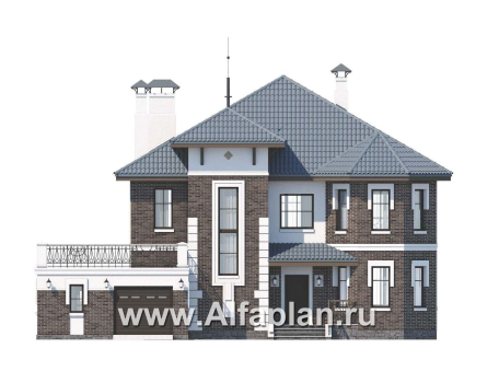Проекты домов Альфаплан - «Феникс» - комфортабельный  коттедж с террасой - превью фасада №1