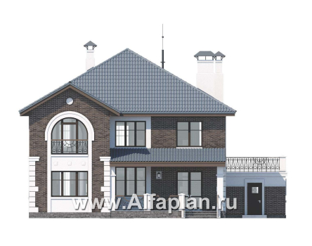 Проекты домов Альфаплан - «Феникс» - комфортабельный  коттедж с террасой - превью фасада №4