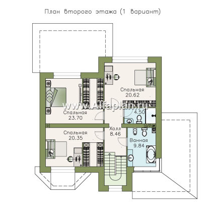 «Оазис» - проект двухэтажного дома с эркером, с комфортной планировкой - превью план дома