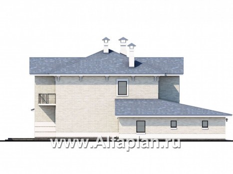 Проекты домов Альфаплан - «Аутентик» - комфортабельный коттедж с большим гаражом и верандой - превью фасада №3