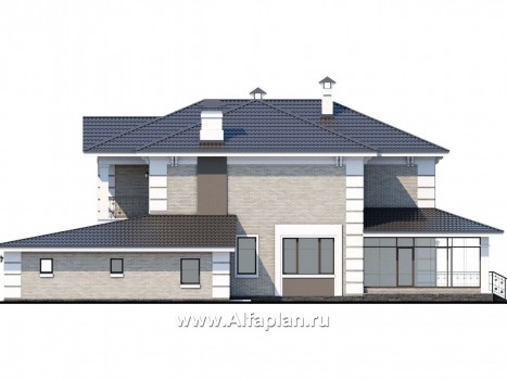 Проекты домов Альфаплан - «Орлов» - классический комфортабельный коттедж с гаражом - превью фасада №2