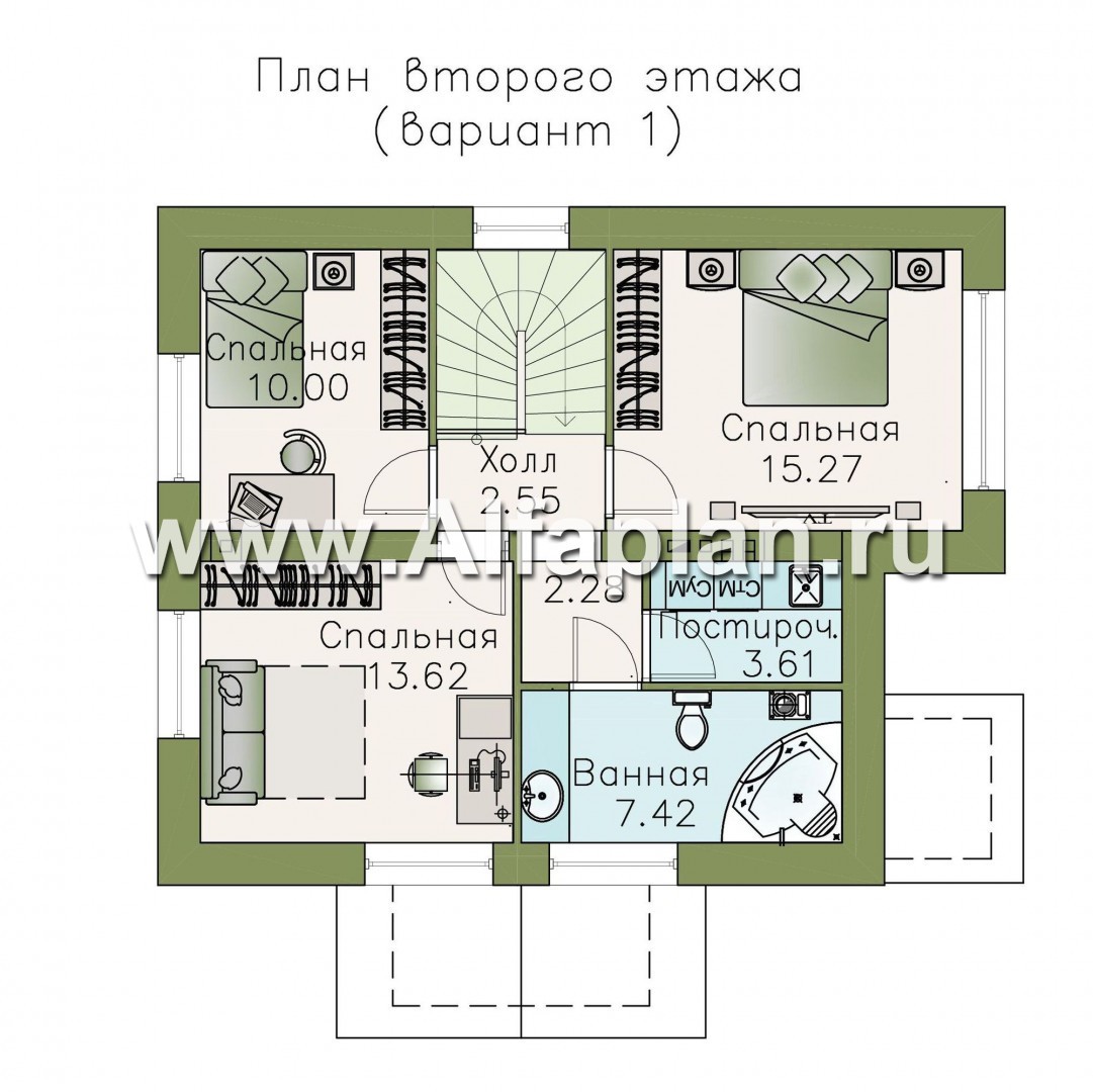 Проекты домов Альфаплан - Кирпичный дом «Боспор» с мансардой - план проекта №2